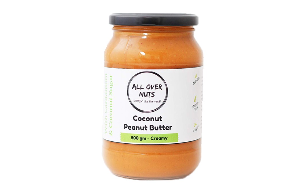 All Over Nuts Coconut Peanut Butter Creamy   Glass Jar  500 grams